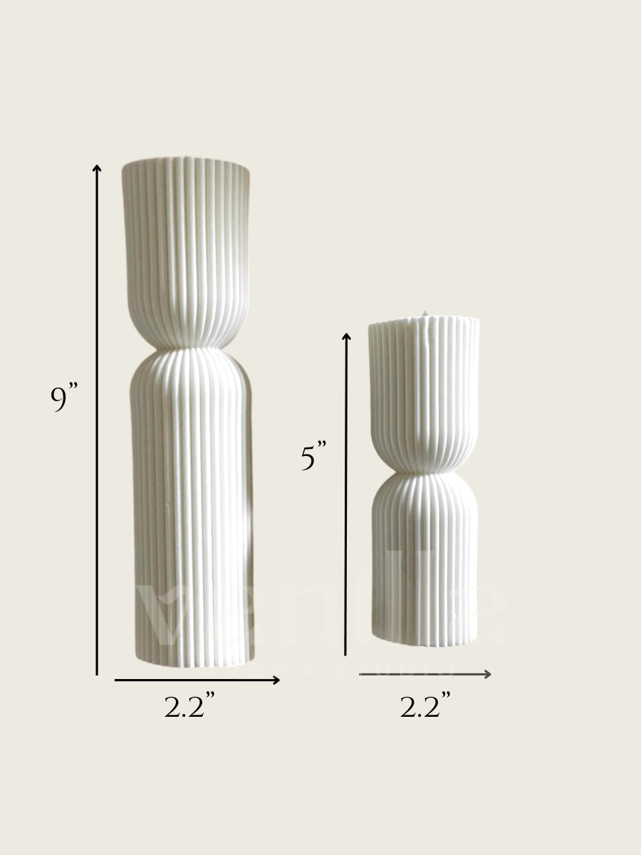 Hourglass Ribbed Pillar Candle