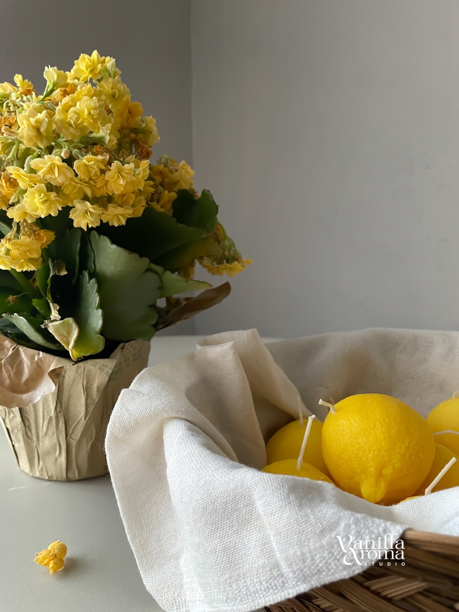 Lemon shaped candle
