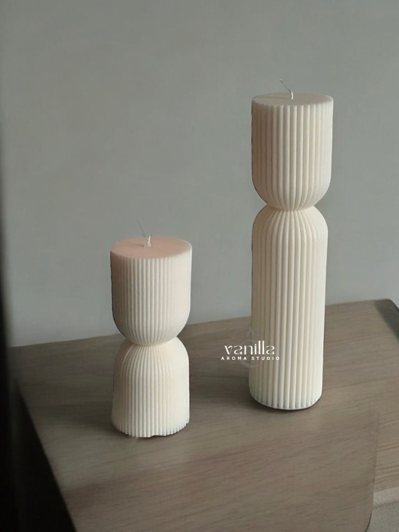 Hourglass Ribbed Pillar Candle