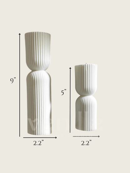 Hourglass Ribbed Pillar Candle