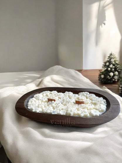 Winter dough bowl candle - crackling wooden wick 