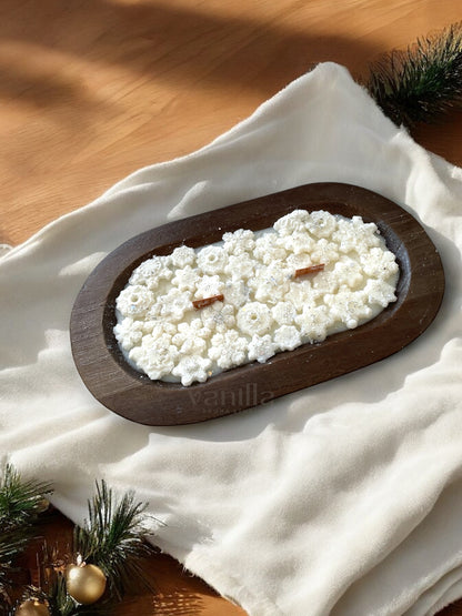 Winter dough bowl candle - crackling wooden wick 