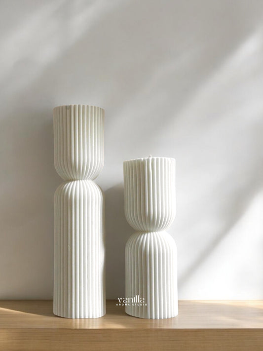 Hourglass Ribbed Pillar Candle